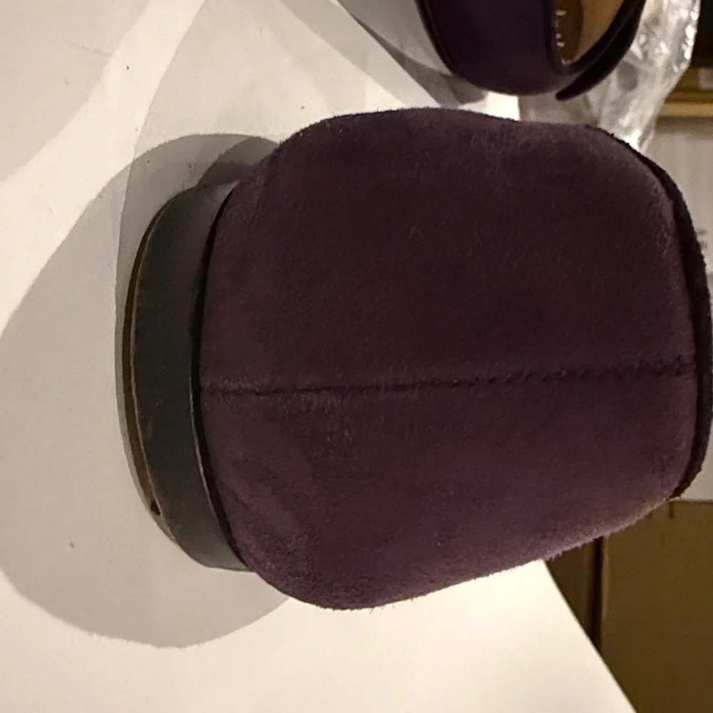 Prada Women's Deep Purple Suede Flats with Bow with Gold Prada accents - Picture 8 of 13